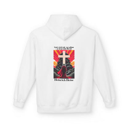 Unisex Fleece Hoodie mit Zitat - Heine - Gott wird mir verzeihen – back