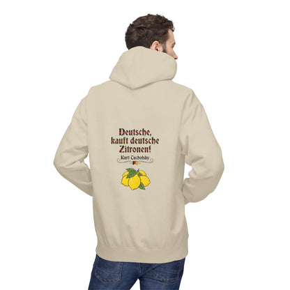 Unisex Fleece Hoodie mit Zitat - Tucholsky - Deutsche Zitronen – person-2-back