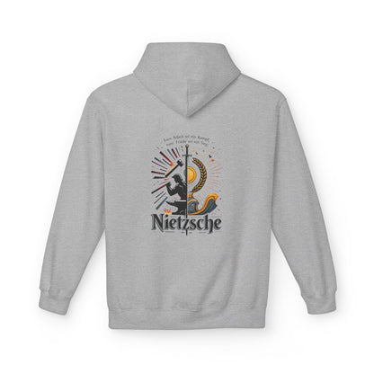 Unisex Fleece Hoodie mit Zitat - Nietzsche - Arbeit sei ein Kampf – back