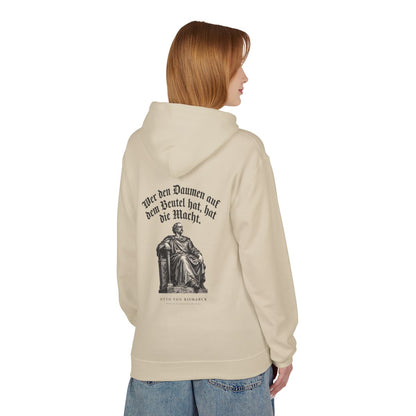 Unisex Fleece Hoodie mit Zitat - Bismarck - Wer den Daumen – person-1-back