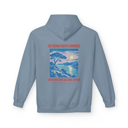 Unisex Fleece Hoodie mit Zitat - Goethe - Ich kenne nichts Ärmeres – back