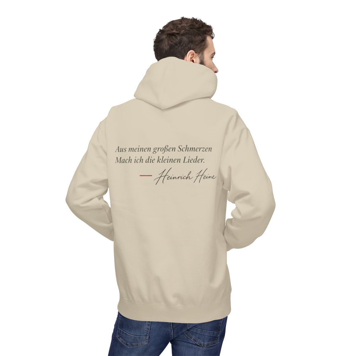 Unisex Fleece Hoodie mit Zitat - Heine - Aus meinen großen Schmerzen – person-2-back