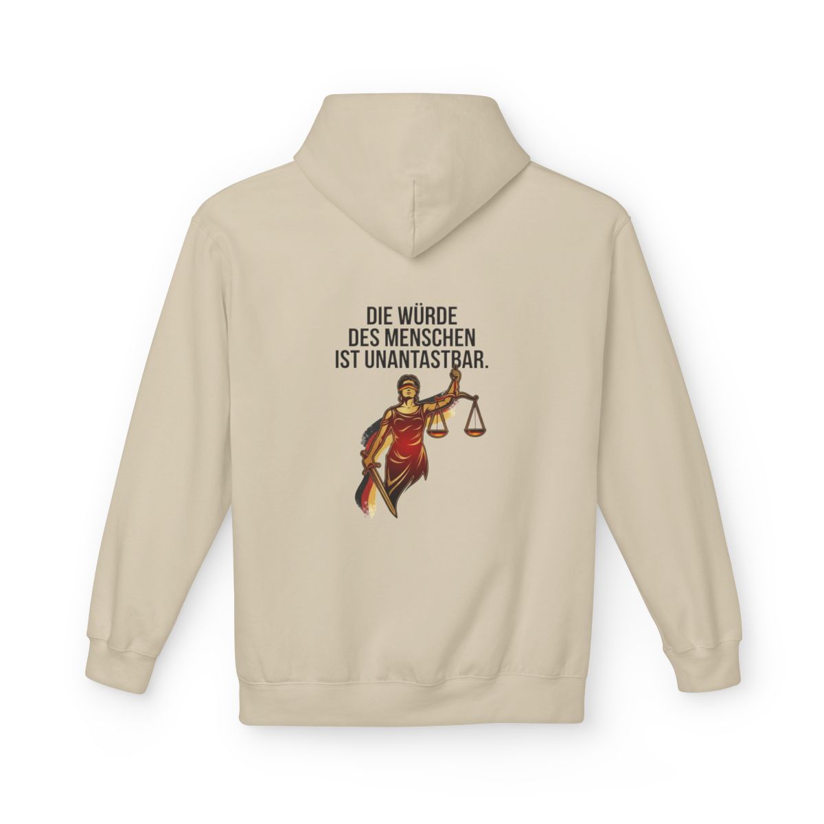 Unisex Fleece Hoodie mit Zitat - Grundgesetz - Die Würde des Menschen – back