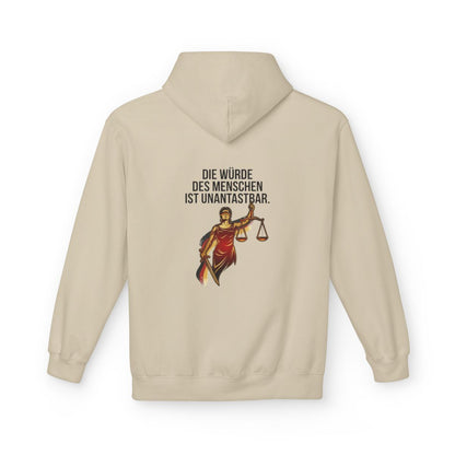 Unisex Fleece Hoodie mit Zitat - Grundgesetz - Die Würde des Menschen – back
