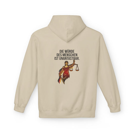 Unisex Fleece Hoodie mit Zitat - Grundgesetz - Die Würde des Menschen – back