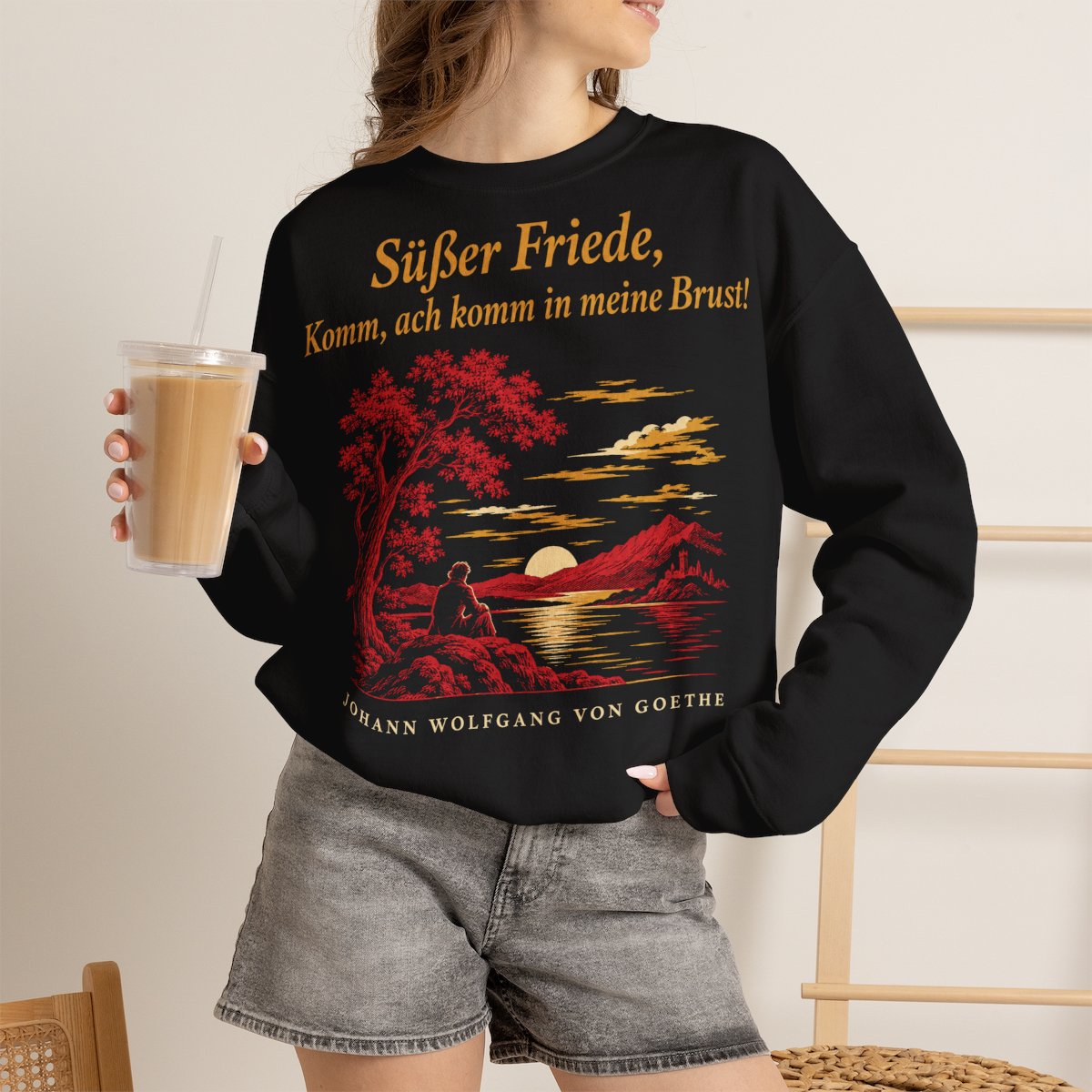 Unisex Sweatshirt mit Zitat - Goethe - Süßer Friede – lifestyle-2