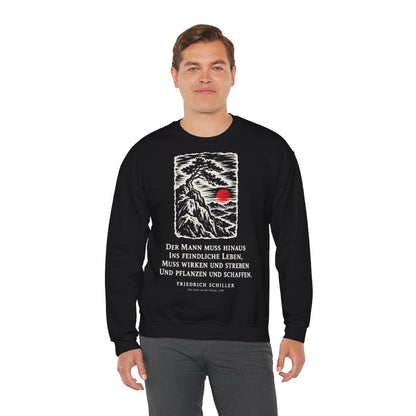 Unisex Sweatshirt mit Zitat - Schiller - Der Mann muss hinaus – person-3