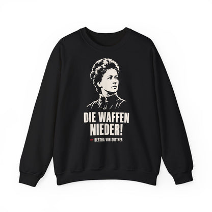 Unisex Sweatshirt mit Zitat - Bertha von Suttner - Die Waffen nieder – front