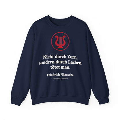 Unisex Sweatshirt mit Zitat - Nietzsche - Nicht durch Zorn Symbol – front