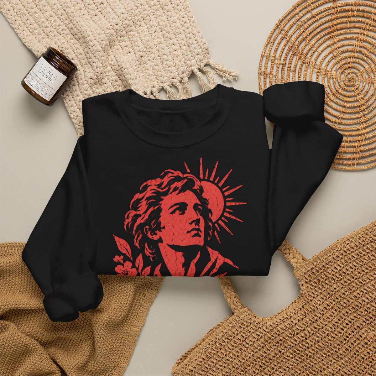 Unisex Sweatshirt mit Zitat - Heine - Mein Herz, mein Herz ist traurig – folded-2