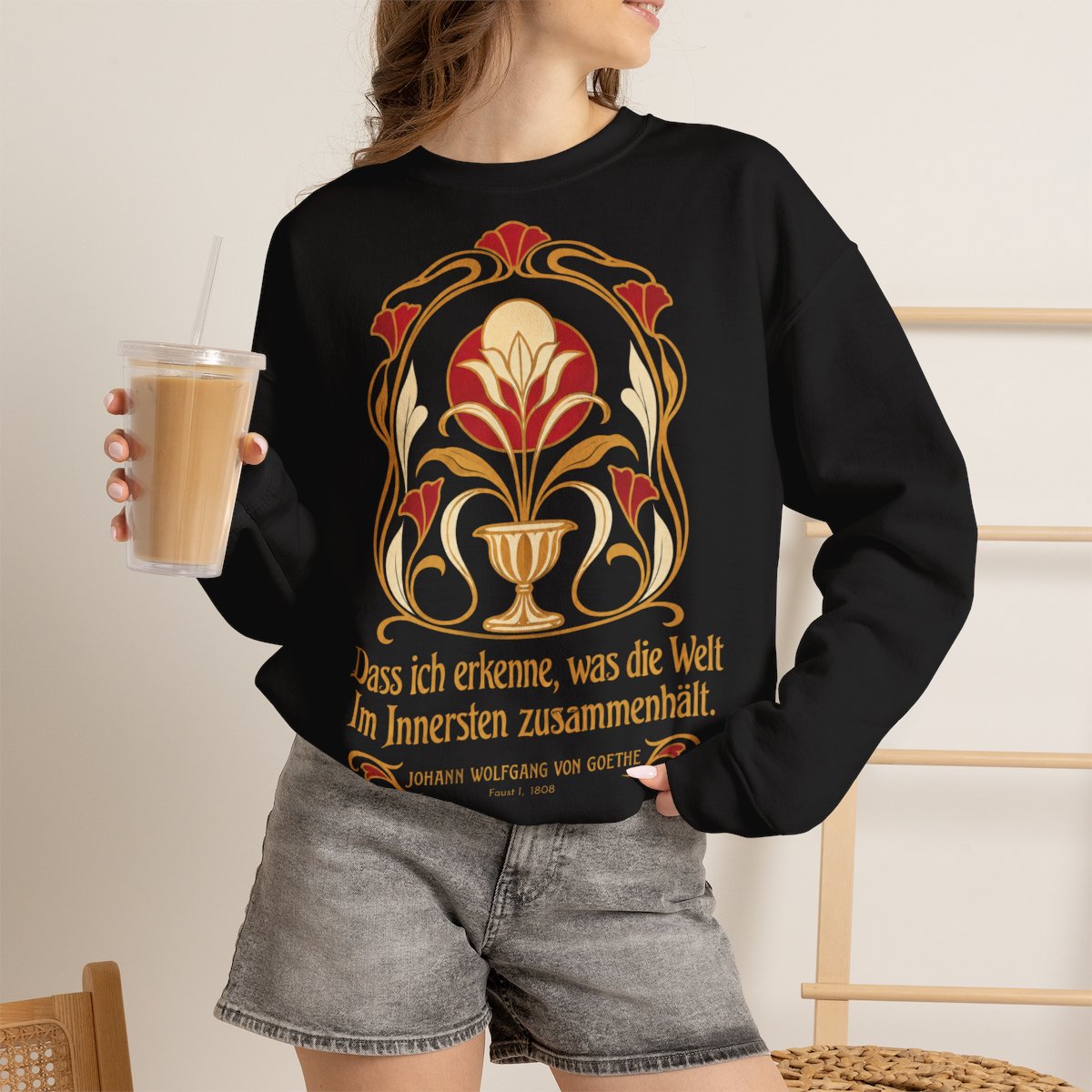 Unisex Sweatshirt mit Zitat - Goethe - Dass ich erkenne, was die Welt – lifestyle-2