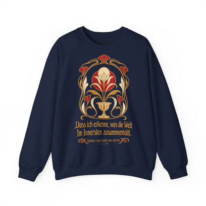 Unisex Sweatshirt mit Zitat - Goethe - Dass ich erkenne, was die Welt – front