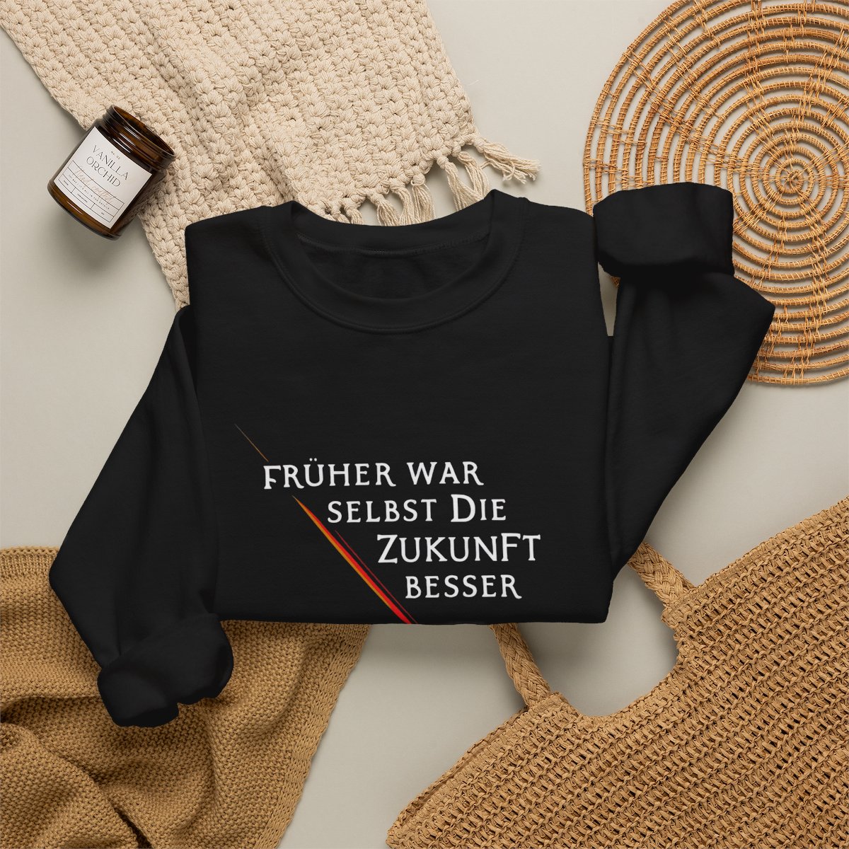 Unisex Sweatshirt mit Zitat - Valentin - Früher war selbst die Zukunft besser – folded-2