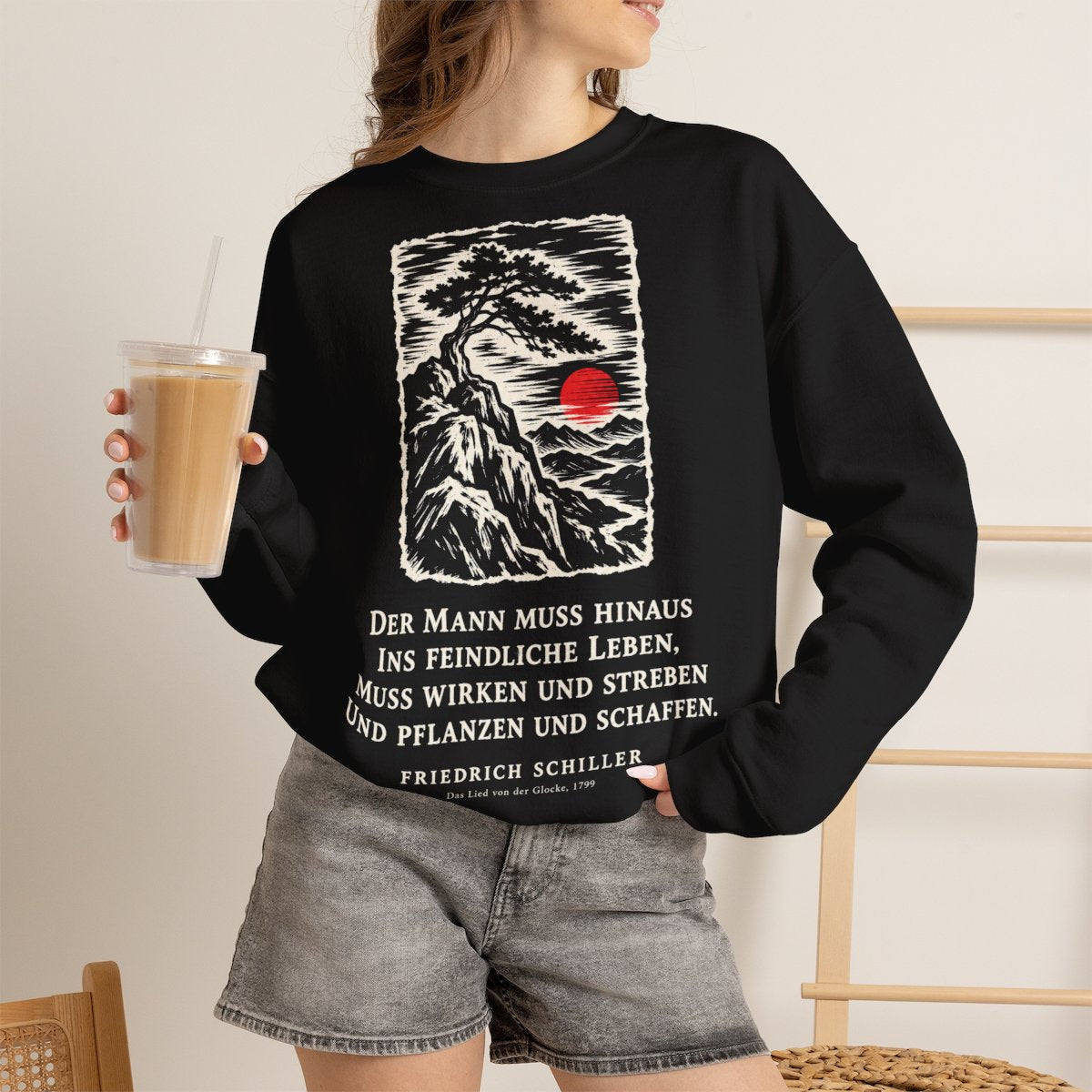 Unisex Sweatshirt mit Zitat - Schiller - Der Mann muss hinaus – lifestyle-2