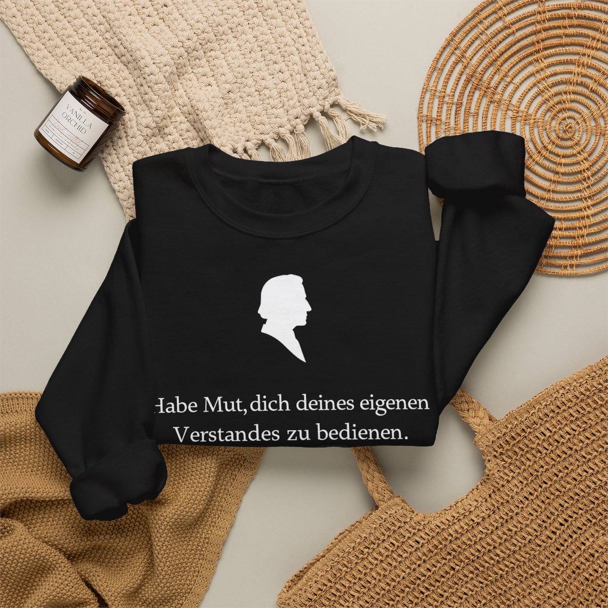 Unisex Sweatshirt mit Zitat - Kant - Habe Mut Silhouette – folded-2