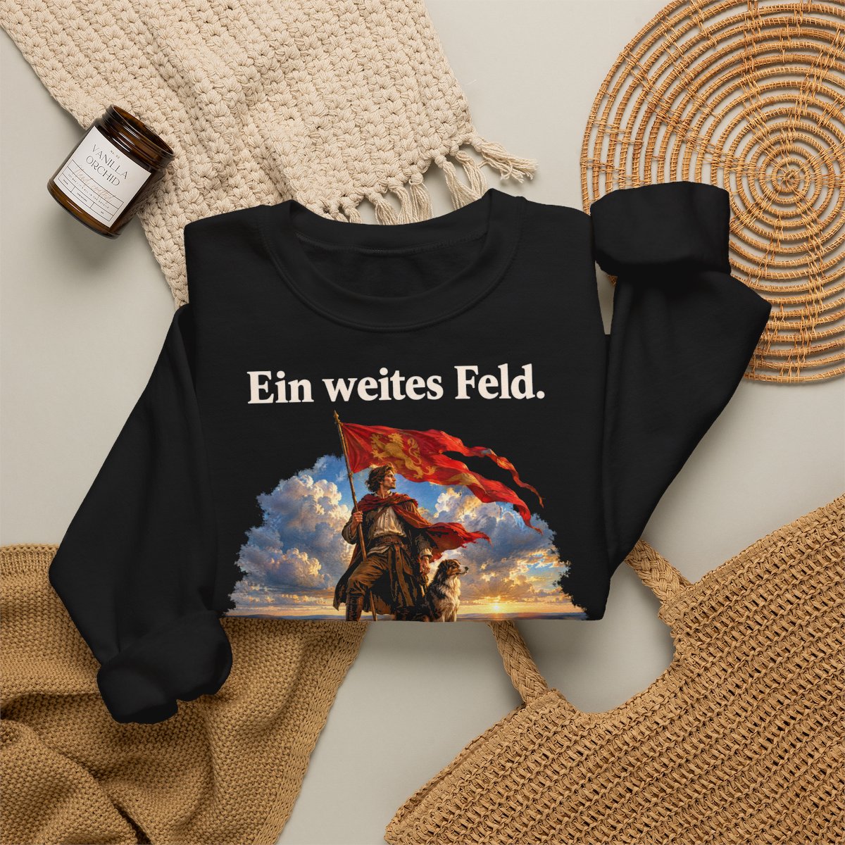 Unisex Sweatshirt mit Zitat - Fontane - Ein weites Feld – folded-2