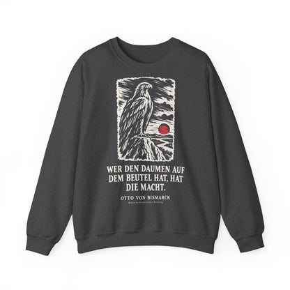 Unisex Sweatshirt mit Zitat - Bismarck - Wer den Daumen Holzschnitt – front
