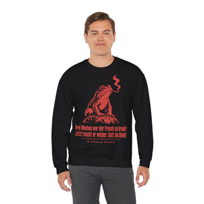 Unisex Sweatshirt mit Zitat - Busch - Drei Wochen war der Frosch so krank Vintage – person-3