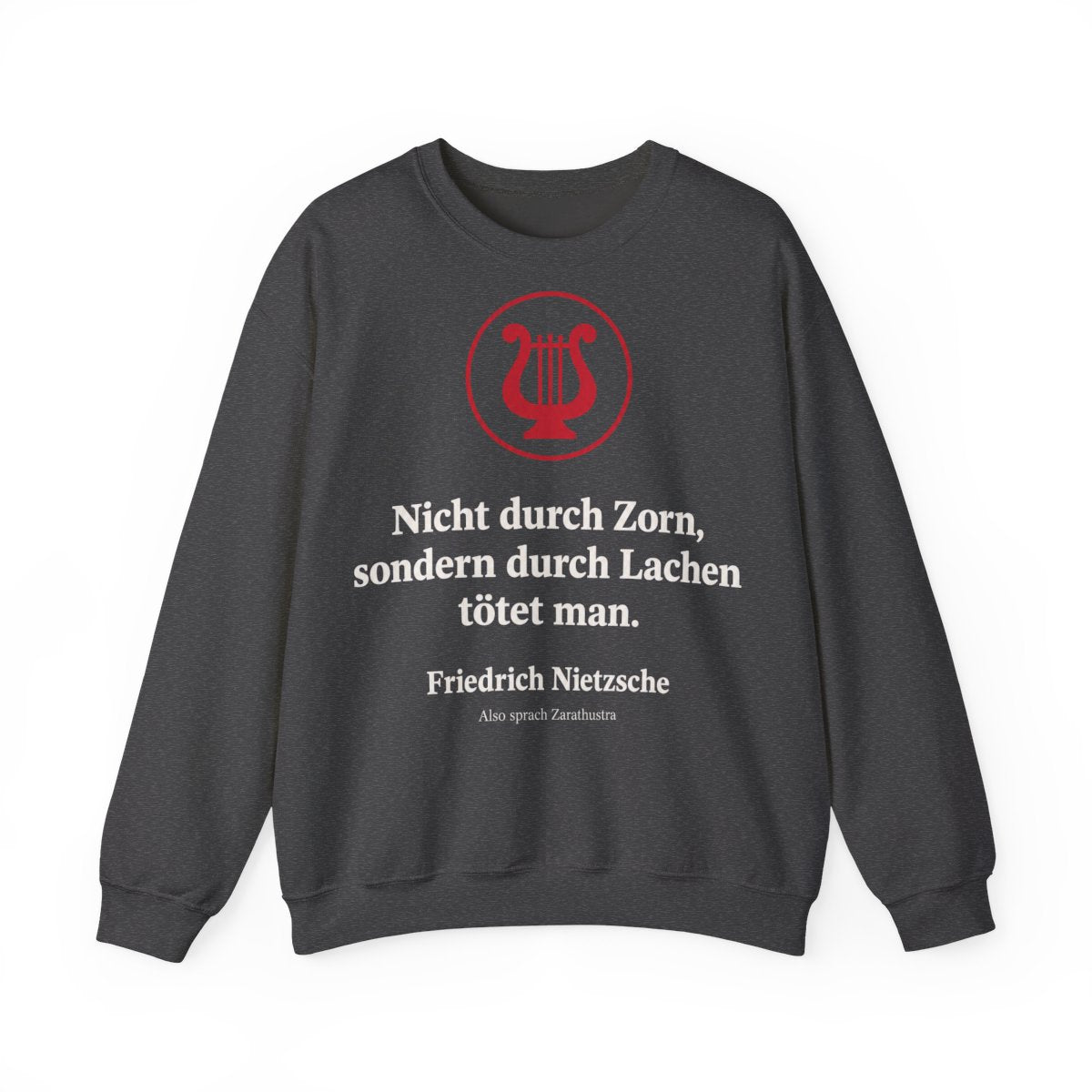 Unisex Sweatshirt mit Zitat - Nietzsche - Nicht durch Zorn Symbol – front
