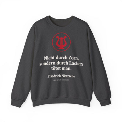 Unisex Sweatshirt mit Zitat - Nietzsche - Nicht durch Zorn Symbol – front