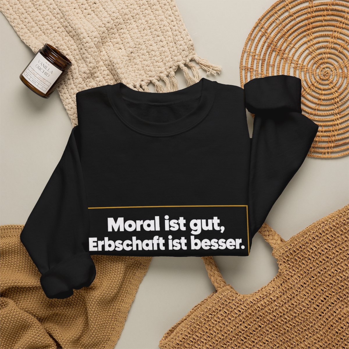 Unisex Sweatshirt mit Zitat - Fontane - Moral und Erbschaft – folded-2