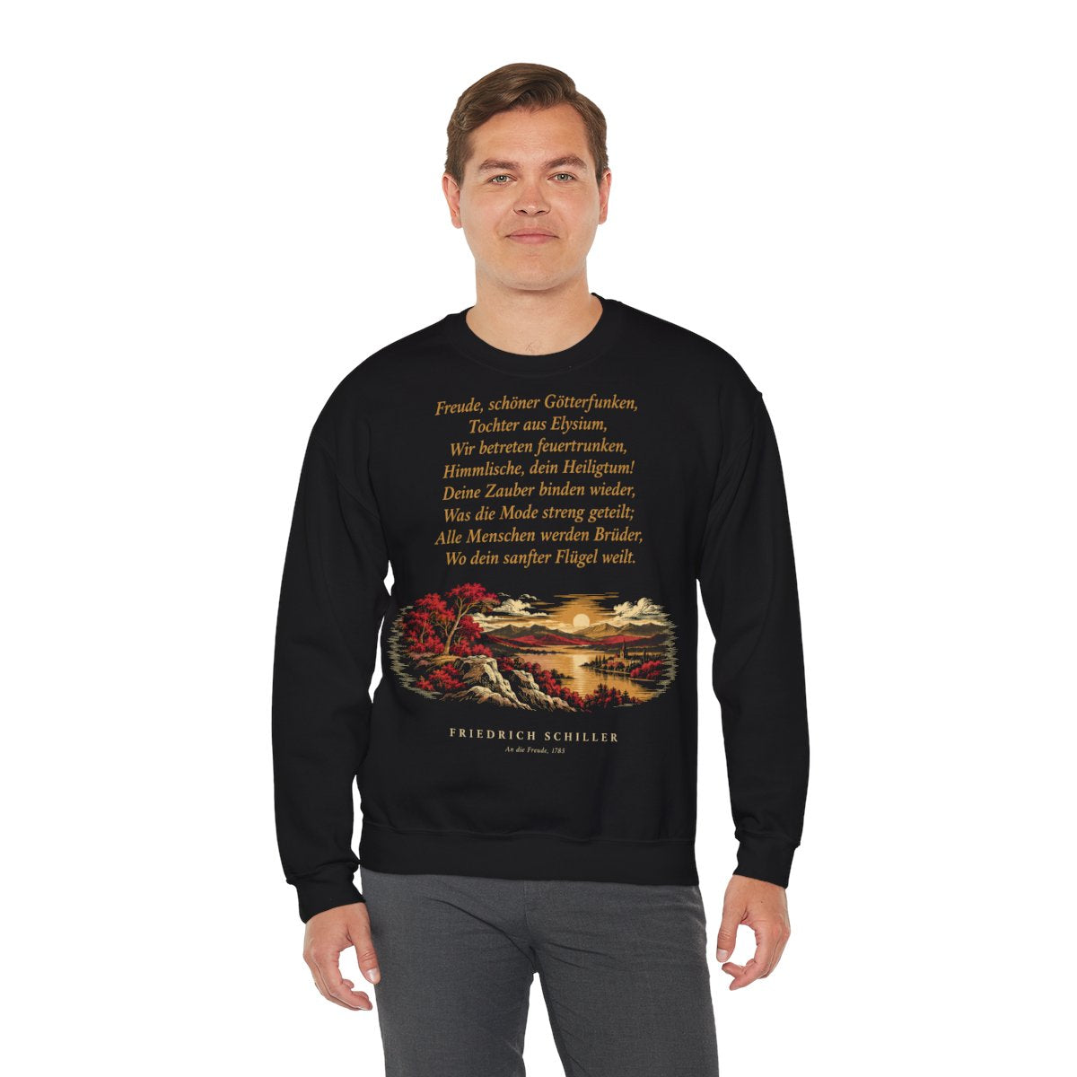 Unisex Sweatshirt mit Zitat - Schiller - Freude, schöner Götterfunken – person-3