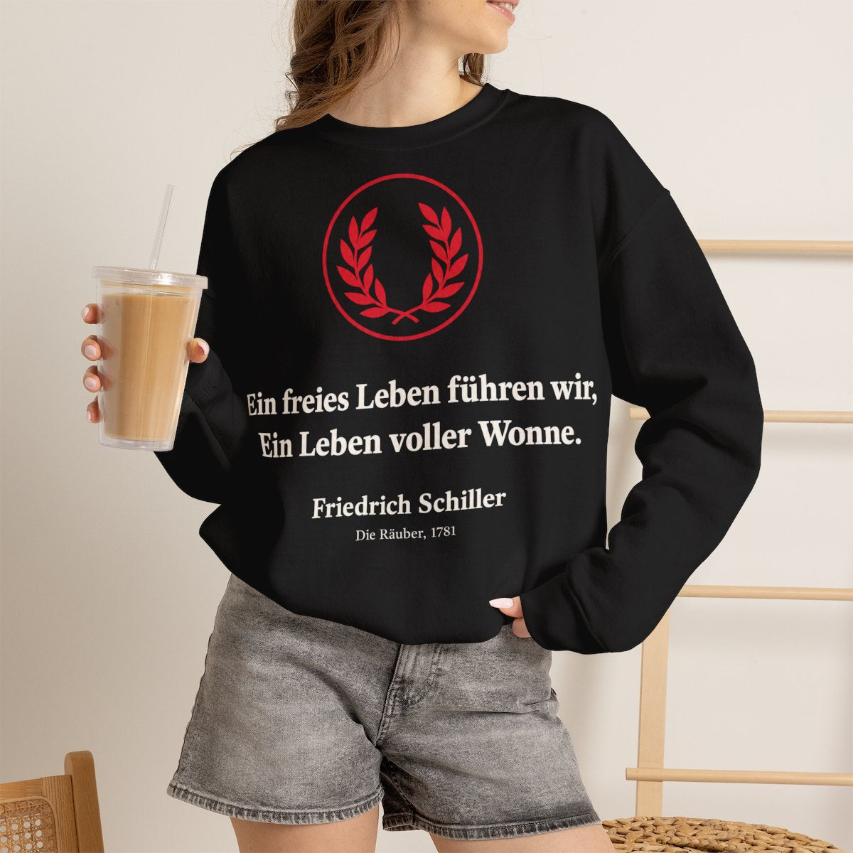 Unisex Sweatshirt mit Zitat - Schiller - Ein freies Leben führen wir – lifestyle-2