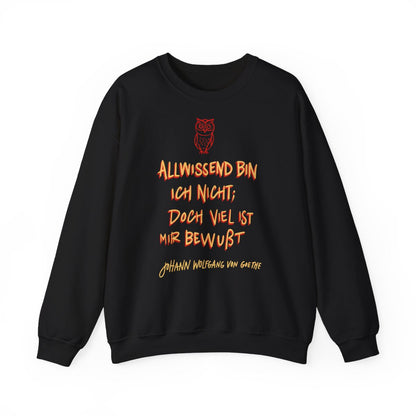 Unisex Sweatshirt mit Zitat - Goethe - Allwissend bin ich nicht – front