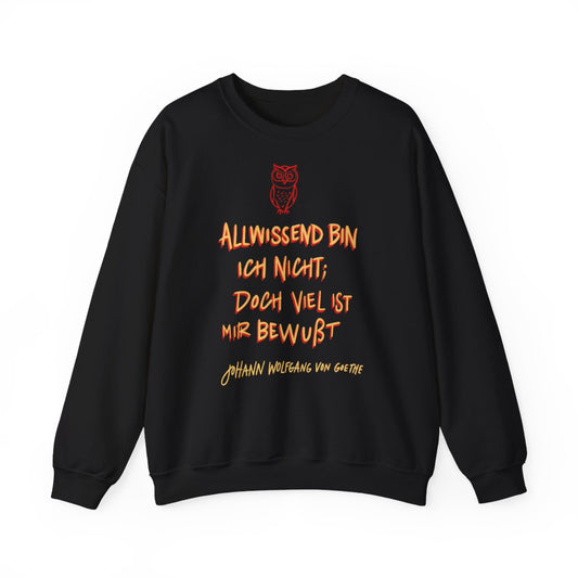 Unisex Sweatshirt mit Zitat - Goethe - Allwissend bin ich nicht – front