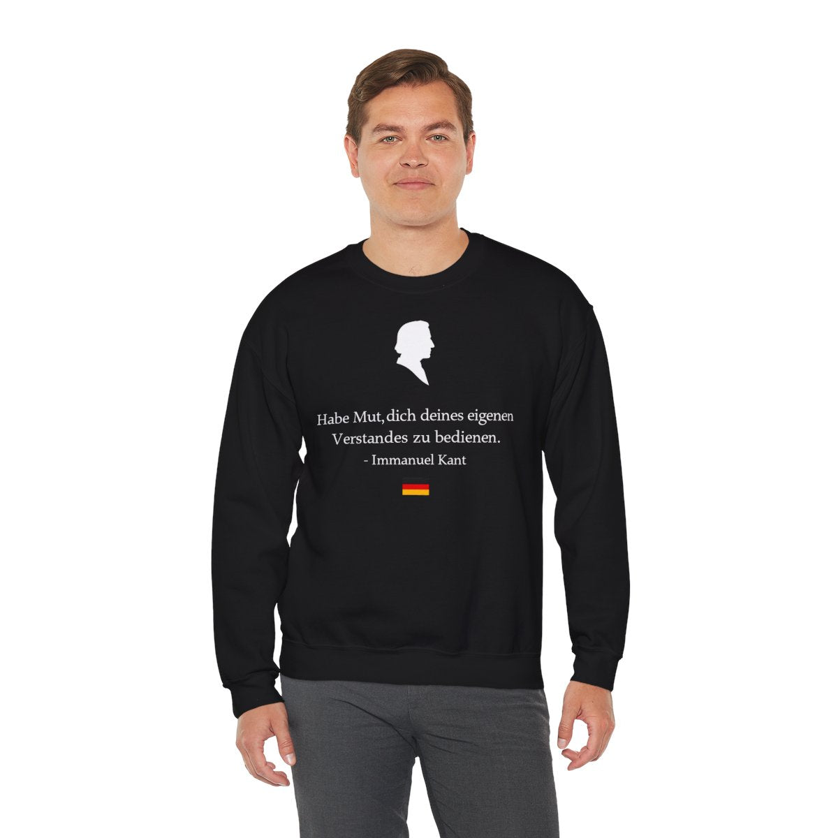 Unisex Sweatshirt mit Zitat - Kant - Habe Mut Silhouette – person-3