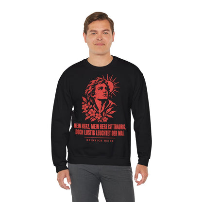 Unisex Sweatshirt mit Zitat - Heine - Mein Herz, mein Herz ist traurig – person-3