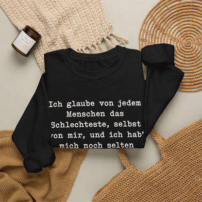 Unisex Sweatshirt mit Zitat - Nestroy - Das Schlechteste von jedem – folded-2