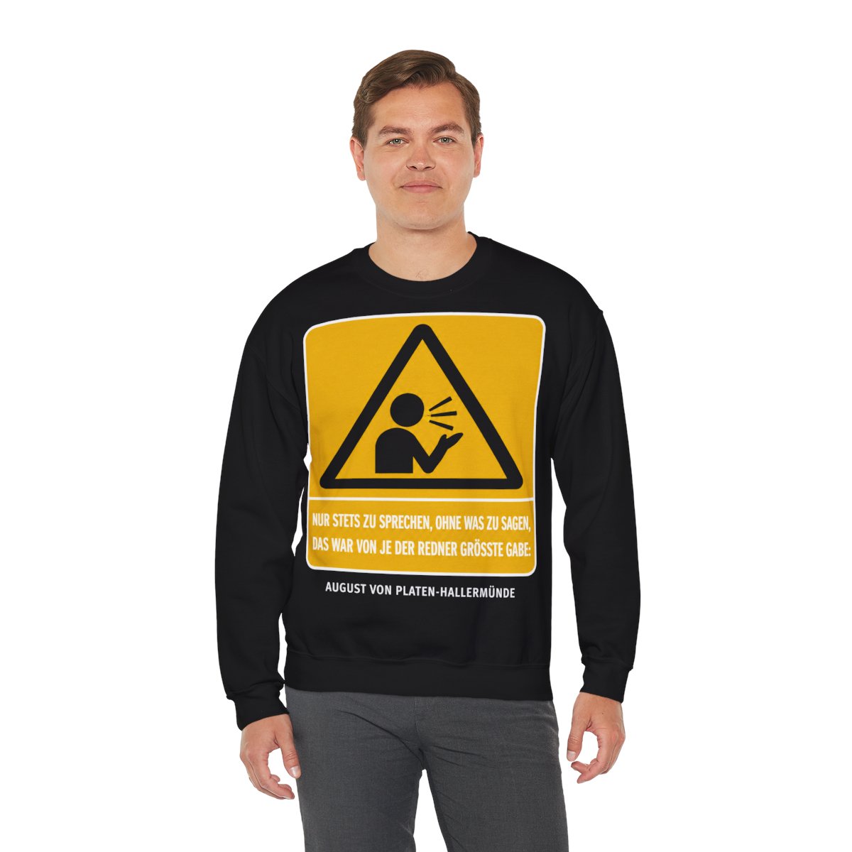 Unisex Sweatshirt mit Zitat - Platen-Hallermünde - Nur stets zu sprechen – person-3