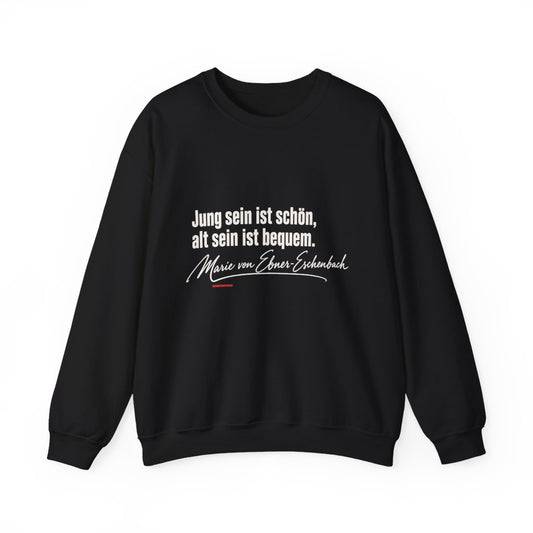 Unisex Sweatshirt mit Zitat - Ebner-Eschenbach - Jung sein alt sein – front