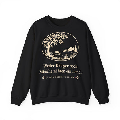 Unisex Sweatshirt mit Zitat - Herder - Weder Krieger noch Mönche nähren ein Land Scherenschnitt – front