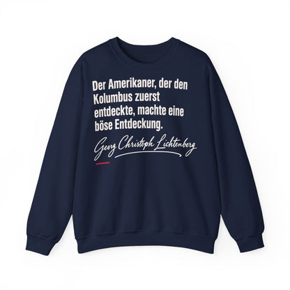 Unisex Sweatshirt mit Zitat - Lichtenberg - Der Amerikaner Signatur – front