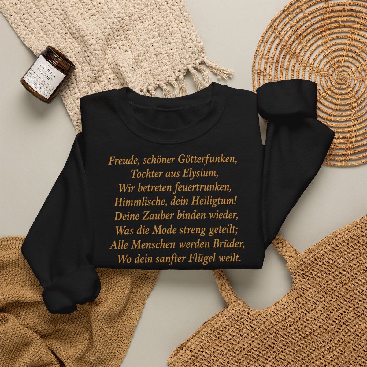 Unisex Sweatshirt mit Zitat - Schiller - Freude, schöner Götterfunken – folded-2