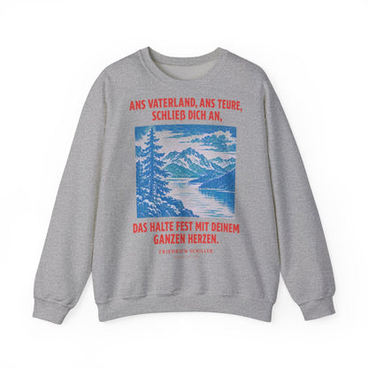 Unisex Sweatshirt mit Zitat - Schiller - Ans Vaterland, ans teure, schließ dich an – front
