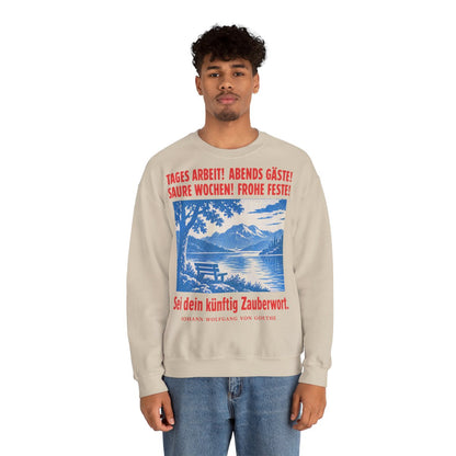 Unisex Sweatshirt mit Zitat - Goethe - Tages Arbeit Plakat – person-2