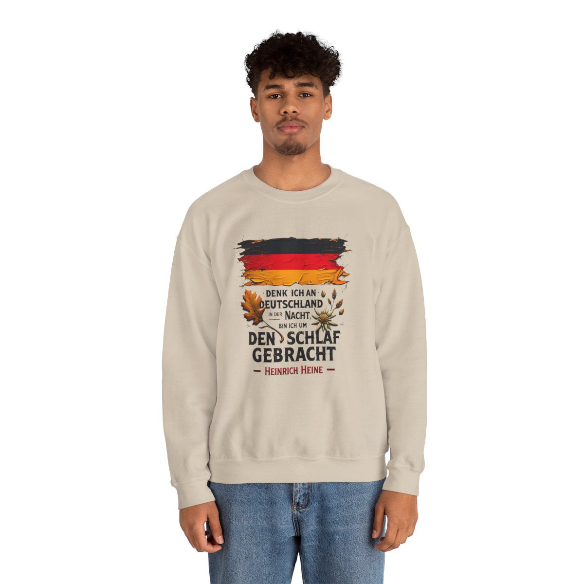 Unisex Sweatshirt mit Zitat - Heine - Nachtgedanken Flagge – person-2
