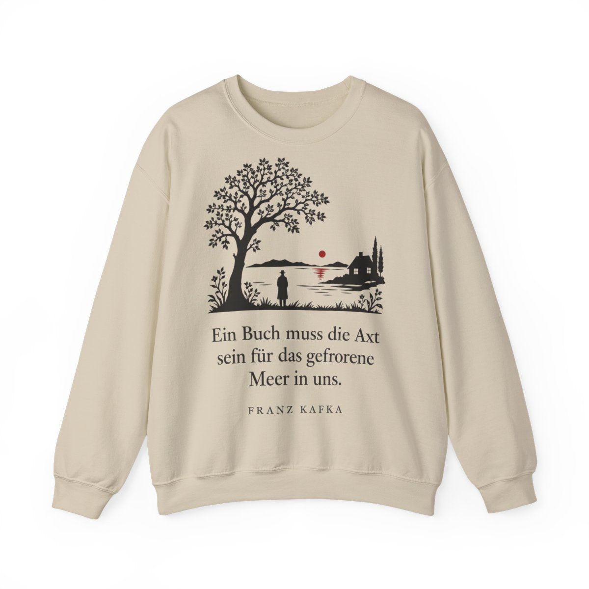 Unisex Sweatshirt mit Zitat - Kafka - Ein Buch muss die Axt Scherenschnitt – front
