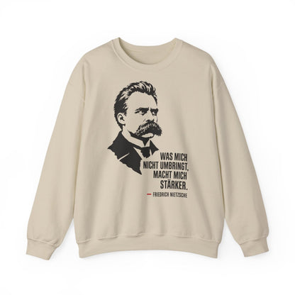 Unisex Sweatshirt mit Zitat - Friedrich Nietzsche - Was mich nicht umbringt – front