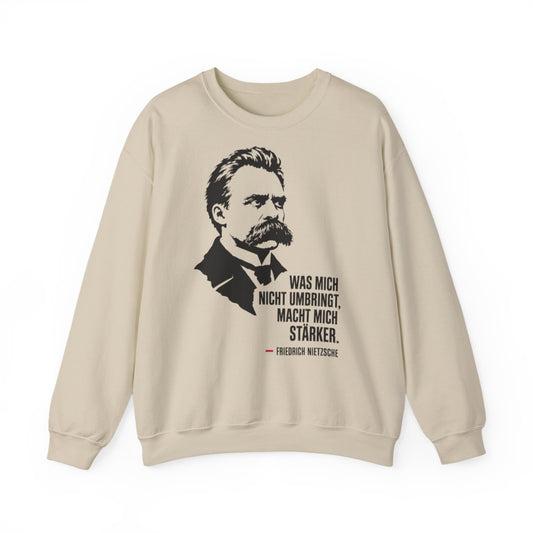 Unisex Sweatshirt mit Zitat - Friedrich Nietzsche - Was mich nicht umbringt – front