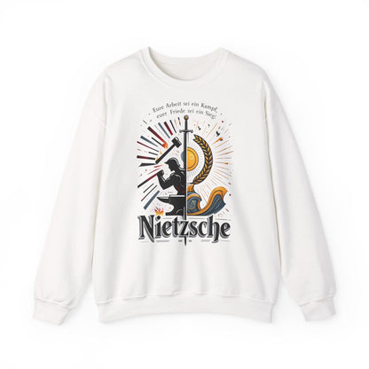 Unisex Sweatshirt mit Zitat - Nietzsche - Arbeit sei ein Kampf – front