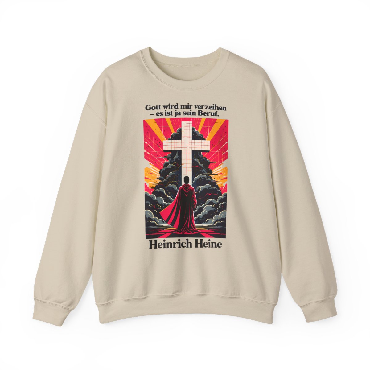 Unisex Sweatshirt mit Zitat - Heine - Gott wird mir verzeihen – front