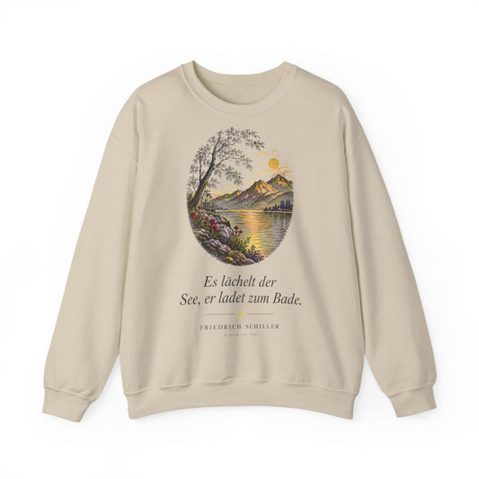 Unisex Sweatshirt mit Zitat - Schiller - Es lächelt der See – front