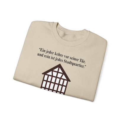 Unisex Sweatshirt mit Zitat - Goethe - Vor seiner Tür kehren – folded