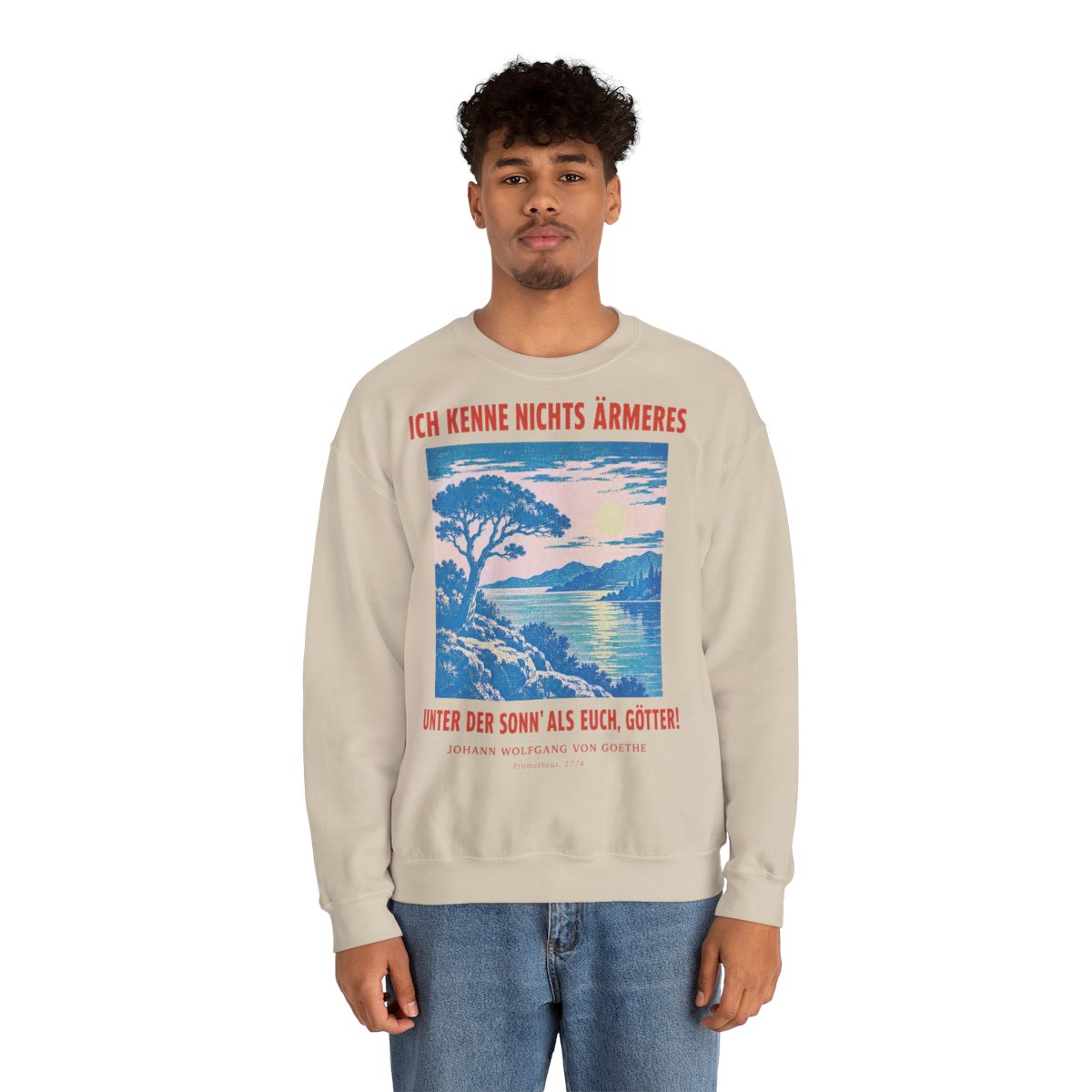 Unisex Sweatshirt mit Zitat - Goethe - Ich kenne nichts Ärmeres – person-2