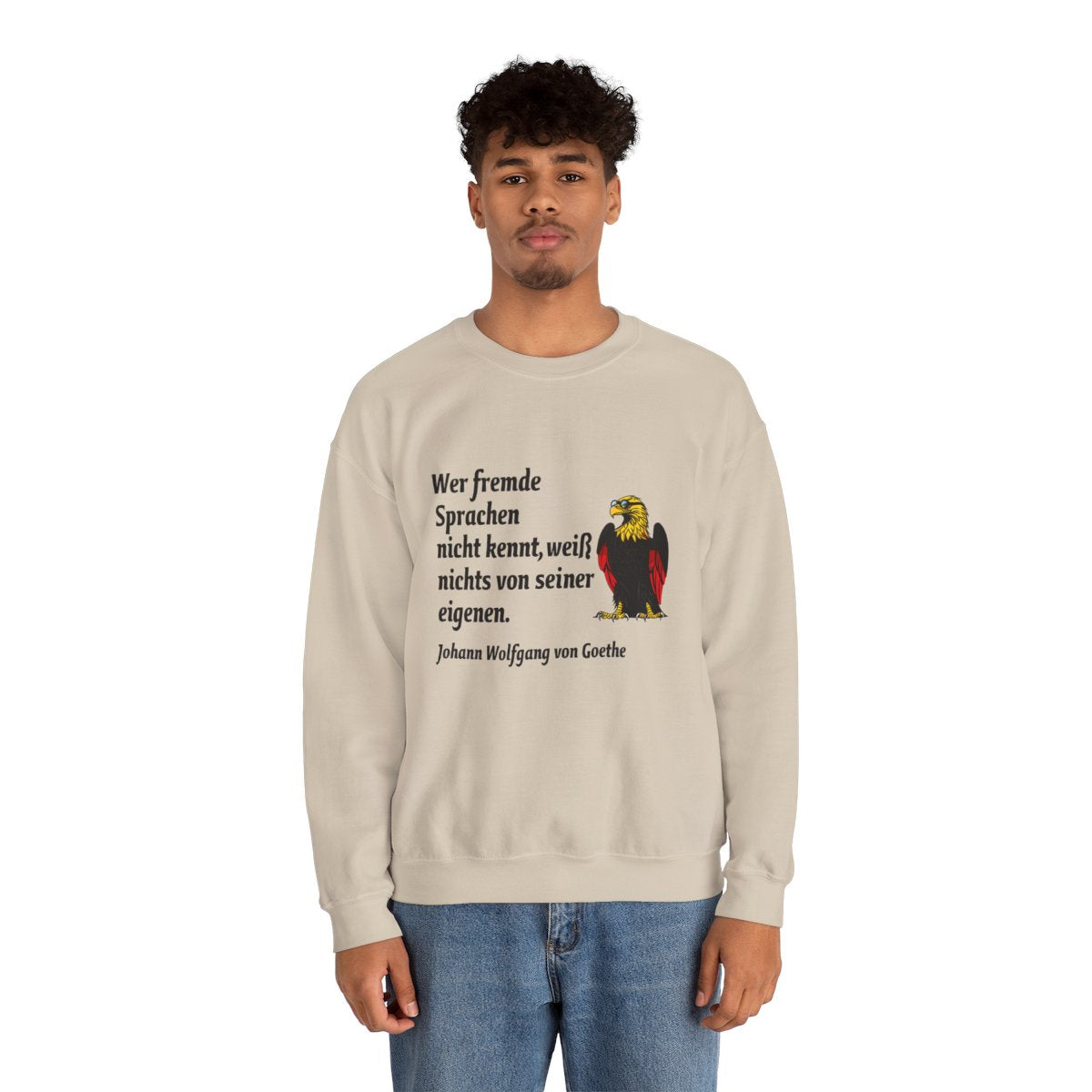 Unisex Sweatshirt mit Zitat - Goethe - Fremde Sprachen – person-2