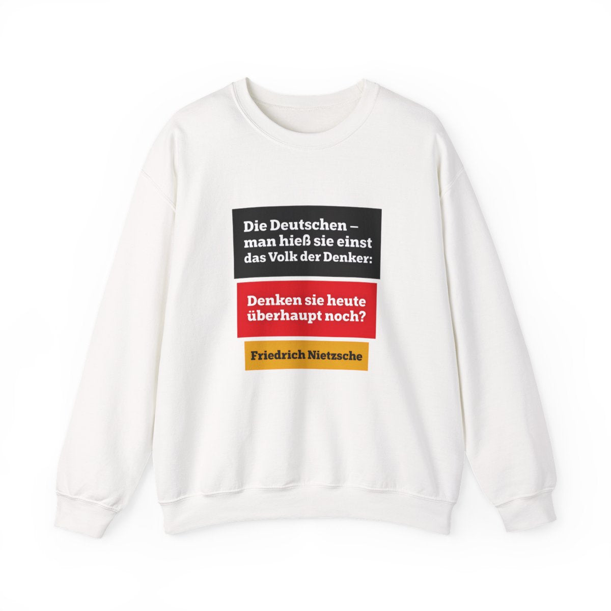 Unisex Sweatshirt mit Zitat - Nietzsche - Volk der Denker Balken – front